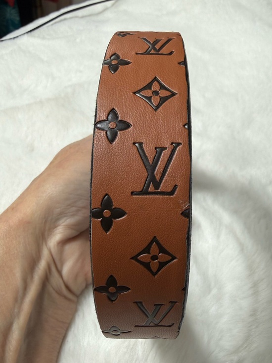 Louis Vuitton Accessories - Louis Vuitton upcycled Brown Embossed reverse Monogram Leather Headband new